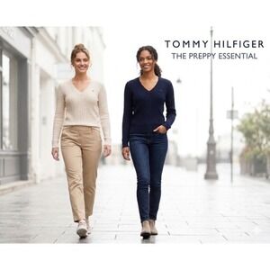 Tommy Hilfiger Cable Knit Cotton Sweater Set 2pc Navy & Beige L